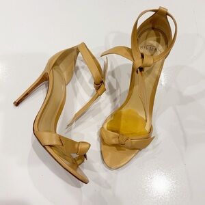 Alexandre Birman Clarita Beige Leather Sandals 100mm Heel size 38.5 US 7.5-8